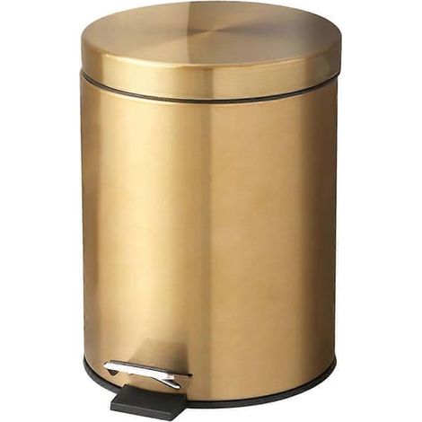 Poubelle moderne 5L en acier inoxydable champagne, silencieuse, idéale pour la salle de bain d'hôtel et la cuisine, étanche et en métal doré champagne. (1/5)