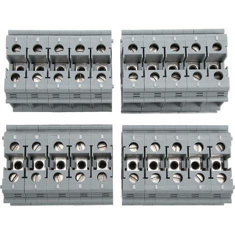 Bornier de Terre à 20 Broches, 125A 800V, Montage sur Rail (1/5)