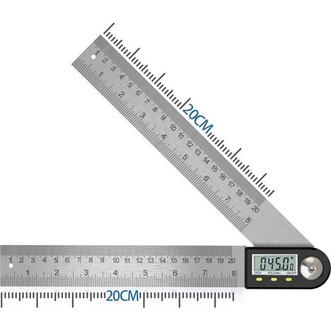 Inclinomètre numérique 0-360° en acier inoxydable avec écran LCD pour le travail du bois, la construction et la réparation () (1/5)
