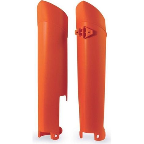 Protectores de piernas Polisport para amortiguadores KTM SX, SXF, EXC y EXCF, color naranja.