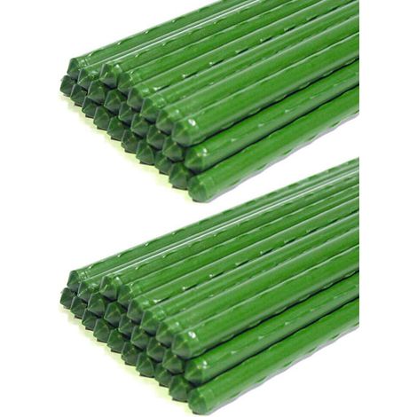 Paquete de 50 estacas metálicas para jardín con revestimiento de plástico para plantas, soportes para trepadoras de tomates, árboles, pepinos y cercas. (1/4)
