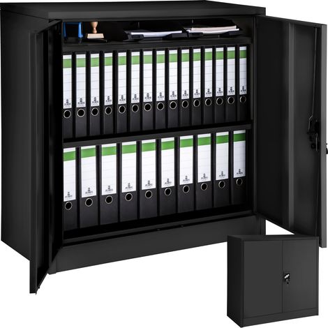 Armoire de classement en acier 2 étagères réglables hauteur noir