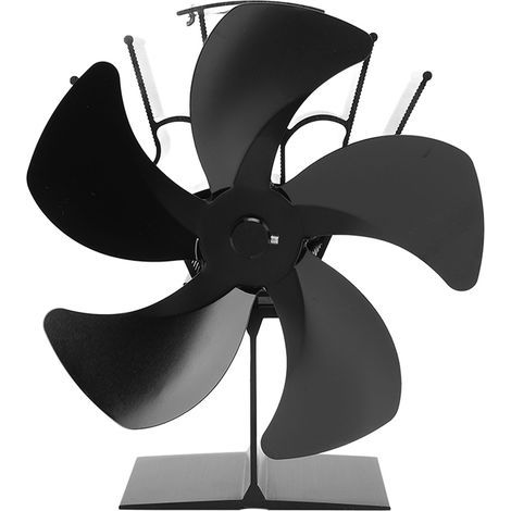 Ventilateur de poêle à chaleur à 5 pales, ventilateur thermique auto-générant pour poêle à bois, cheminée, noir (1/5)