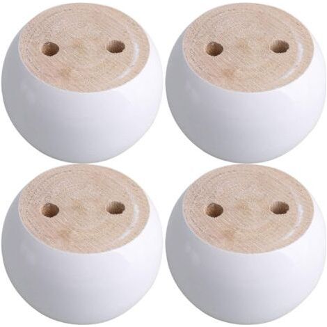 Jeu de 4 pieds de meuble ronds en eucalyptus blanc 8 x 8 x 5 cm Pouvant supporter un poids d'environ 100 kg (1/4)