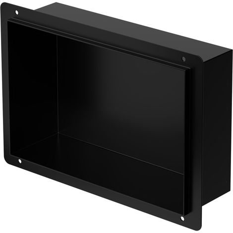 LuxeBath Wandnische aus Edelstahl, 20x30x10 cm, Schwarz, Duschnische, Randlos, Einbauregal, Flexibler Einbau, Befliesbare Nische für Badutensilien, Duschablage, Einzelregal, Lagerung für Badezimmer