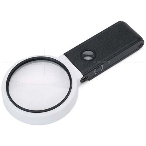 Ulisem Large Magnifying Glass 4.35 Inch 3.5x 25x with Light and Stand, Handheld Magnifying Glass with LED Light, Foldable Reading Magnifier for Seniors, Cross Stitch, Map, Jewelry (1/3)