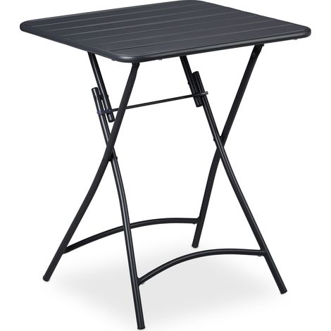 Mesa de balcón plegable cuadrada de diseño moderno 70 x 70 x 75 cm estable y compacta de metal negro 130010450 (1/5)