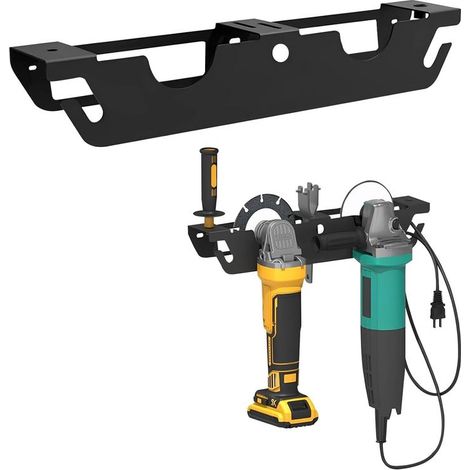 Support Pour Meuleuse d'Angle,Étagère De Rangement Pour Meuleuse d'Angle Avec 2 Compartiments Support Mural Pour Meuleuse d'Angle Avec Suspension De Câble Et Support De Disque, Compartiment De Rangeme