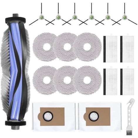 Kit d'accessoires pour Lefant M3 Ultra/M3/M3 Max/M3 Gen2 robot aspirateur, pièces de rechange, 1 brosse principale, 6 brosses latérales, 4 filtres Hepa, 2 sacs de base, 6 lingettes (1/5)