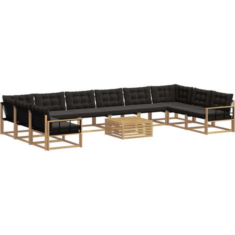 Set di divani da esterno 11 pz Bianco e Nero vidaXL (1/5)