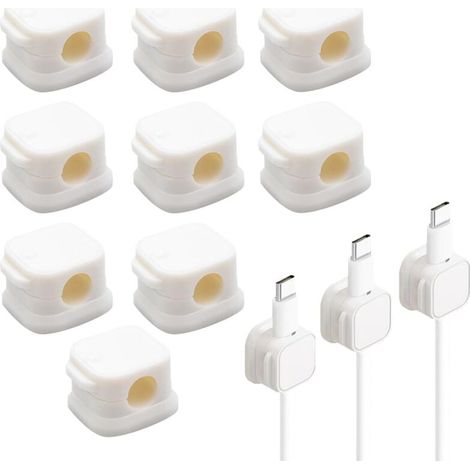 Lot de 9 clips pour câbles, clips magnétiques, attaches de câbles, clips adhésifs, pinces, attaches pour câbles, pinces à câbles, attaches adhésives, adaptés aux câbles de charge, câbles HDMI, câbles (1/4)