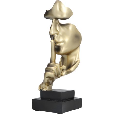 „Schweigen ist Gold“ – Skulptur, schlicht, modern, abstrakt: Schweigefigur für Büro und Zuhause (1/5)