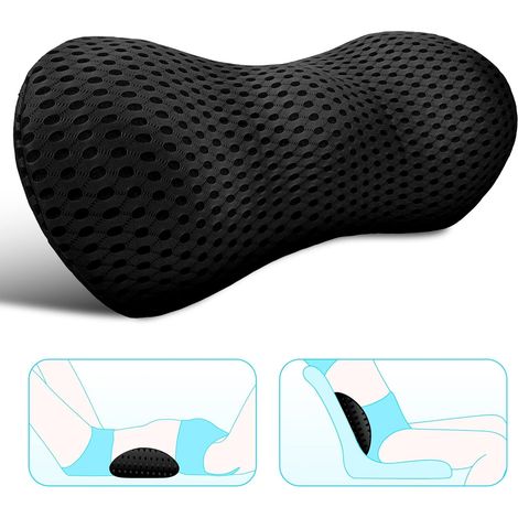 Coussin de soutien lombaire adapté aux chaises de bureau – Coussin lombaire en mousse à mémoire de forme conçu pour soulager les douleurs lombaires (Noir) (1/5)