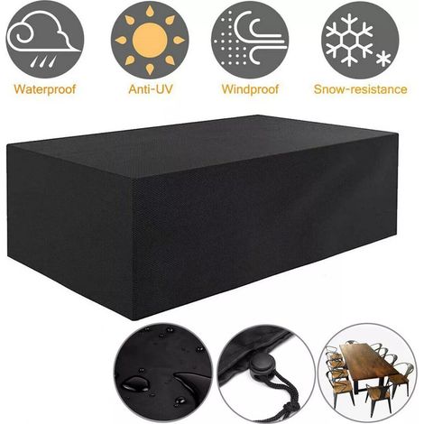 Garden Furniture Covers, 420D Oxford Fabric, Waterproof and Anti-UV, Garden Table Covers, 225 x 116 x 82 cm, Black (1/5)