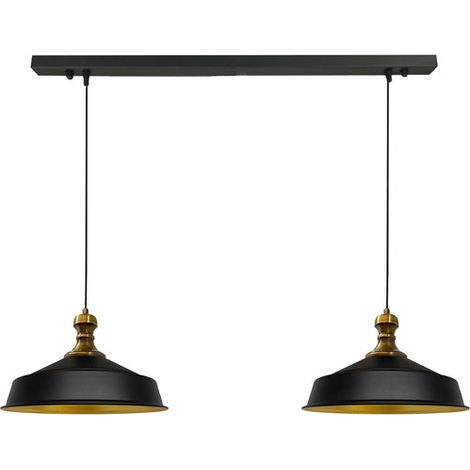 Industrielle Doppel-Pendelleuchte aus Handbemaltem Schwarze Metall – Vintage-Kronleuchter E27 Ø40 cm für Wohnzimmer, Schlafzimmer oder Esszimmer (1/5)