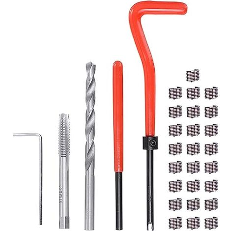 Kit de réparation de filetage M6 x 1,0 mm - 30 pièces, insert métrique pour Helicoil, outil de restauration de filetage auto