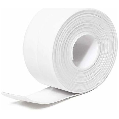 (Blanc, 3,8 cm x 3,2 m) Bande d'étanchéité en silicone pour salle de bain, bande d'étanchéité en PE auto-adhésive imperméable pour baignoire, douche, toilettes, cuisine, évier et protection murale