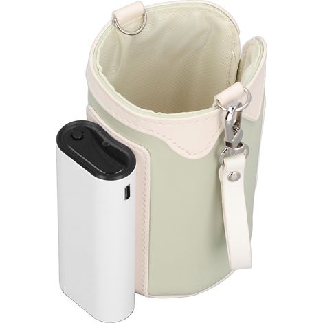 Chauffe-biberon portable avec affichage numérique, 21 niveaux de température réglables, rechargeable et universel, avec sac isotherme pour la maison et les voyages (vert). (1/5)