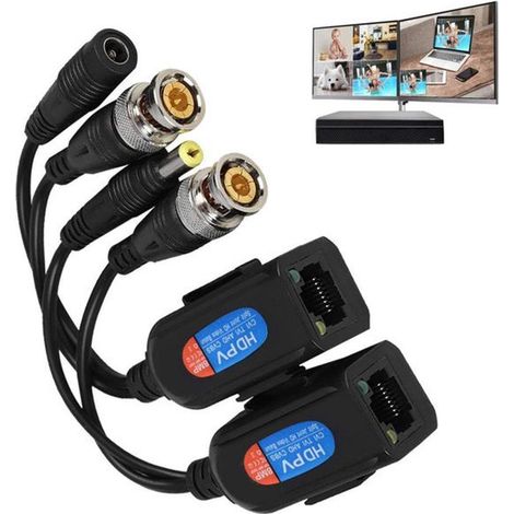 Ricetrasmettitore audio balun per videosorveglianza passiva, balun video passivo, adattatore da BNC a RJ45 per HDCVI, HDTVI, AHD analogico (1/5)