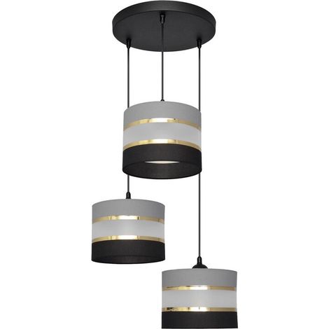 [GEBRAUCHT] B-Ware HELAM Pendelleuchte Hängelampe Helen rund grau-schwarz-gold 3-flammig Esszimmer (1/2)