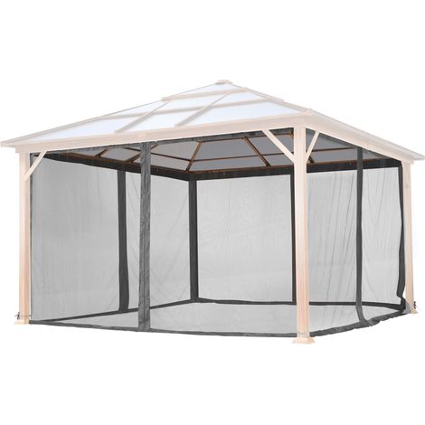 TOOLPORT Moskitonetz für Gartenpavillon Forest Superior 4x4 m - Polyester - Insektengitter mit Reißverschluss - grau (1/5)