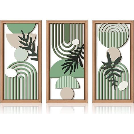 3 Pièces Decoration Murale en Bois,Sculpture Murale Bois (1/5)