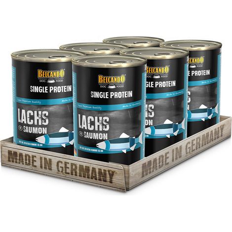 BELCANDO SINGLE PROTEIN BOÎTE [6X400G SAUMON]  NOURRITURE HUMIDE MONOPROTÉIQUE POUR CHIENS  NOURRITURE HUMIDE MONOPROTÉIQUE