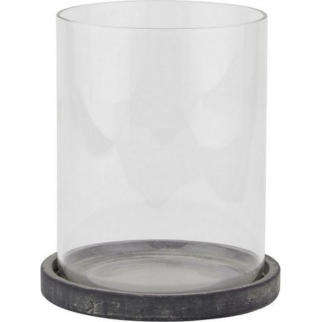 Amalfi Large Hurricane Lantern - Ceramic - L18 x W18 x H21 cm - Grey