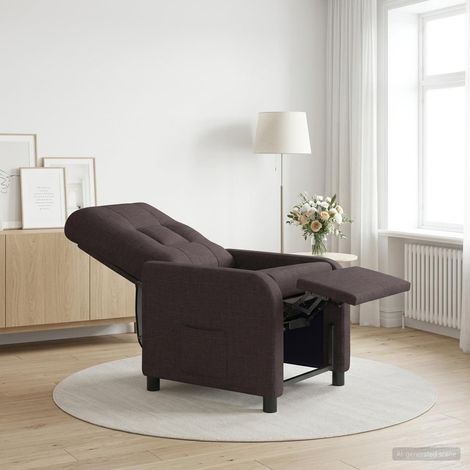 vidaXL Silla de masajes reclinable Marrón Oscuro Tela (1/5)