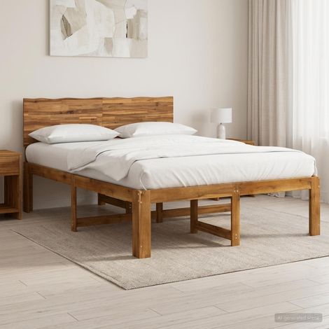Cama doble con cabecero ROSTOCK Natural 137 x 190 cm (1/5)