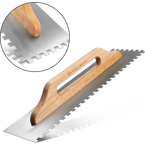 STAHLWERK Spatola lisciante a due mani 140 x 500 mm con denti rettangolari da 10 mm