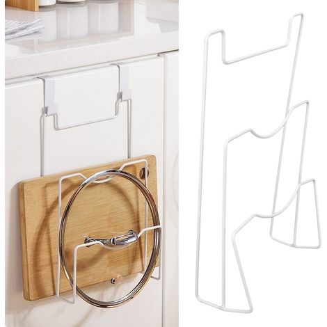 Porte-couvercles en fer forgé, unité de rangement murale pour couvercles de casseroles et planches à découper, espace de rangement multifonctionnel pour ustensiles de cuisine, plateau à casseroles. (1/5)