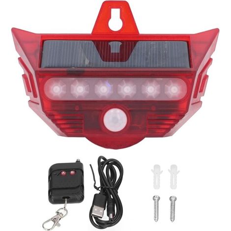 Alarme de lumière de sécurité solaire Voyant d'avertissement simulé à énergie solaire 4 modes Télécommande Capteur de mouvement Lumière solaire étanche Économie d'énergie Lampe clignotante -LIAIKI (1/5)