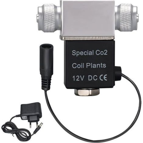 Électrovanne silencieuse 12V pour CO2 aquarium, double sortie 4/6mm, basse température, prise EU (1/4)