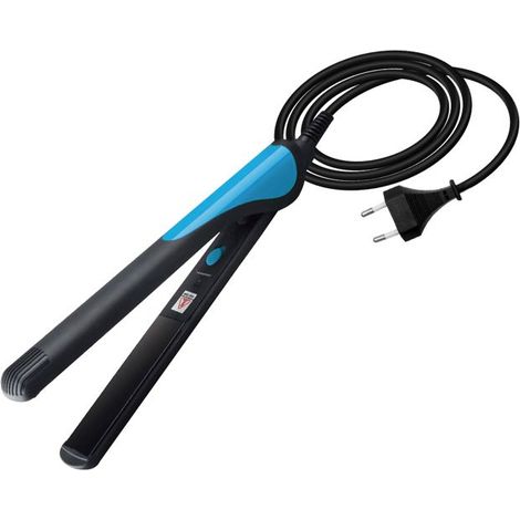 Fer à lisser - AVIZAR - Mini 2-en-1 20W - Tourmaline céramique - Noir/Bleu - Compact voyage
