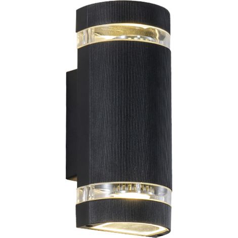 Applique murale extérieure cylindrique à éclairage indirect (haut et bas), corps en aluminium étanche, 12 W