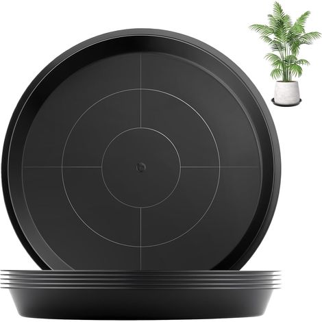 Lot de 4 soucoupes pour pots de fleurs - 51 cm - Noir (1/5)