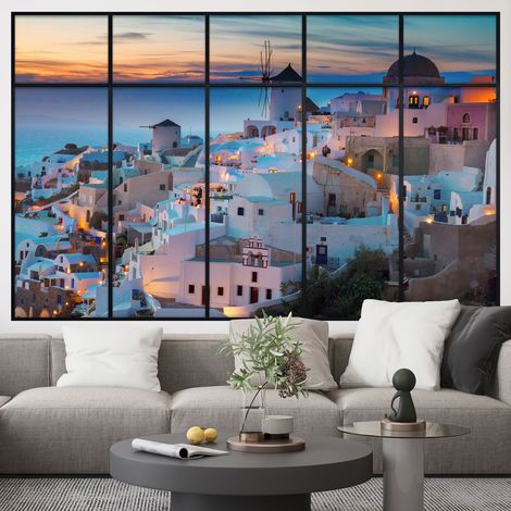 Stickers Trompe l'oeil fenêtre verrière - Santorin - 90 x 145 cm (1/5)