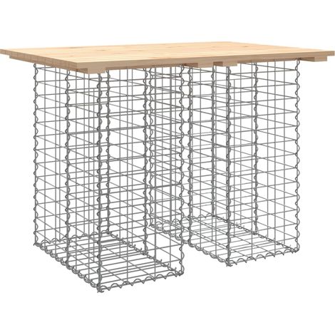 Gartenbank Design aus Gabionen 100x70x72 cm Massivholz aus Kiefer