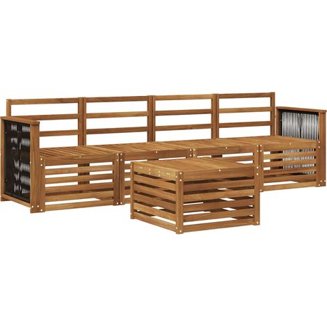 Set di divani da esterno 5 pz Salotto da Giardino Naturale (1/5)