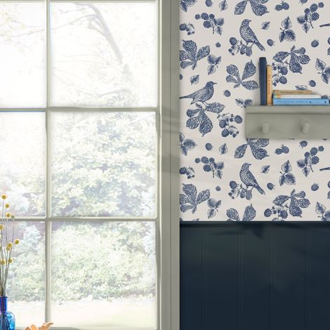 Papier peint intissé Joules Délice de mûres 1005 x 52cm Bleu