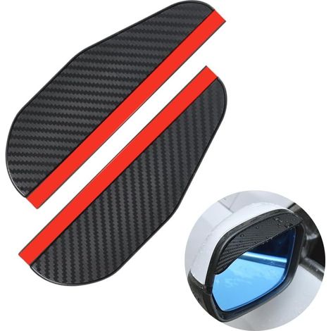 2pcs Rétroviseur de voiture Bouclier de pluie, PVC Motif en fibre de carbone Sourcils de pluie pour ou bloquant Anti Pare-pluie Protection de neige, Accessoires adhésifs (1/5)