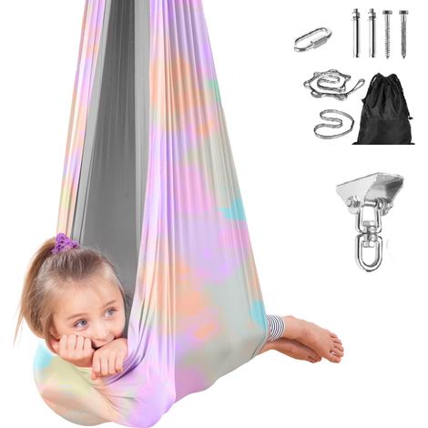 Hamac rotatif à 360°, hamac pour enfants, balançoire intérieure et extérieure, convient aux enfants, 280x150cm (1/5)