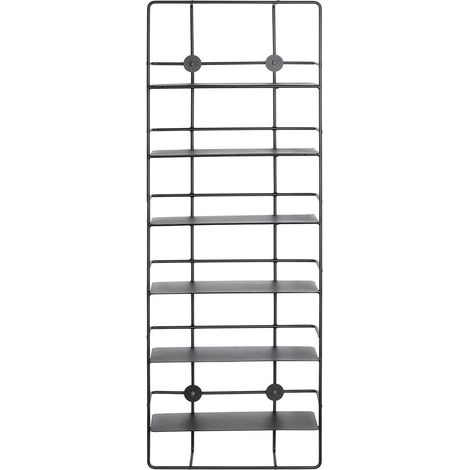 Etagère murale, meuble étagère murale en métal coloris noir - longueur 37 x profondeur 14 x hauteur 103 cm (1/5)