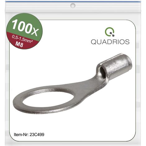 Quadrios 23C499 Ringkabelschuh Querschnitt (max.)=1.5 mm² Loch-Ø=8.5 mm Unisoliert 100 St. (1/5)
