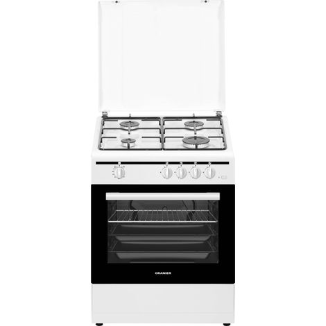 Oranier Gas-Standherd Weiß (4-fl.) Erdgas Grillbrenner Gas Schublade für Geschirr Flüssiggasdüsen-Set beiliegend 50 cm STG 599
