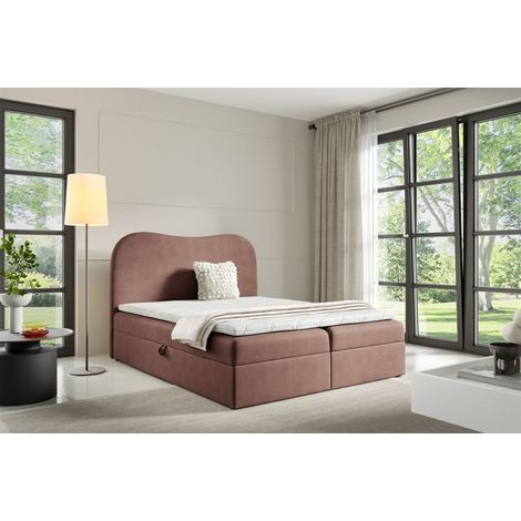 Boxspringbett Schlafzimmerbett DARLIN 140x220cm Stoff Gerra Altrosa