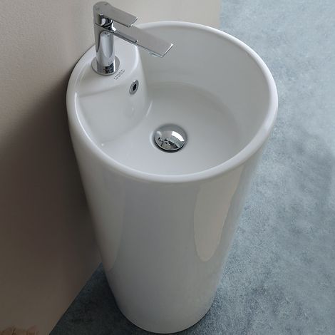 Lavabo Freestanding in ceramica Ø 40 CIRCLE con Foro Rubinetto (1/3)
