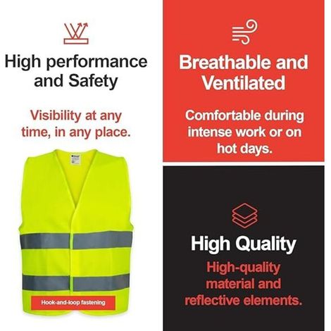 Gilet De Sécurité Gilet De Voiture Haute Visibilité Avec Bandes Réfléchissantes Pour Adultes Conducteurs Travailleurs Constructeurs 1/2 / 5 pièces S - 3XL (1/3)