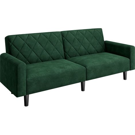 Yaheetech Canapé-lit Convertible avec Dossier réglable Fonction de Couchage Canapé d'angle 3 Places en Velours Vert (1/5)